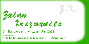 zalan krizmanits business card